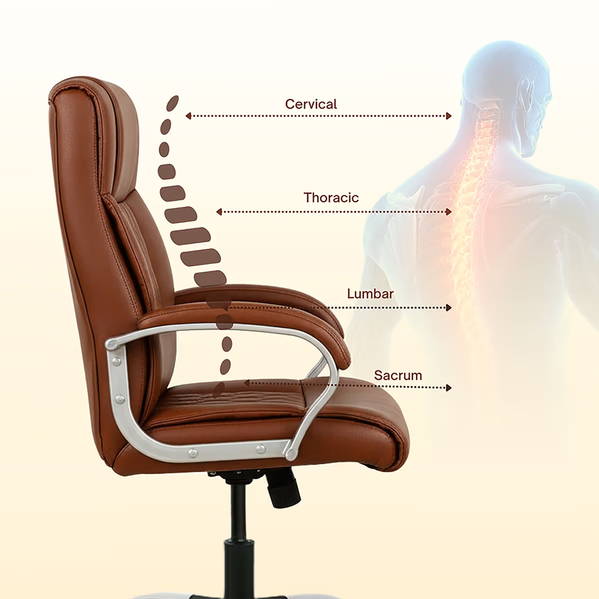 BossBack Ergonomic Boss Chair | Brown | Chrome Base
