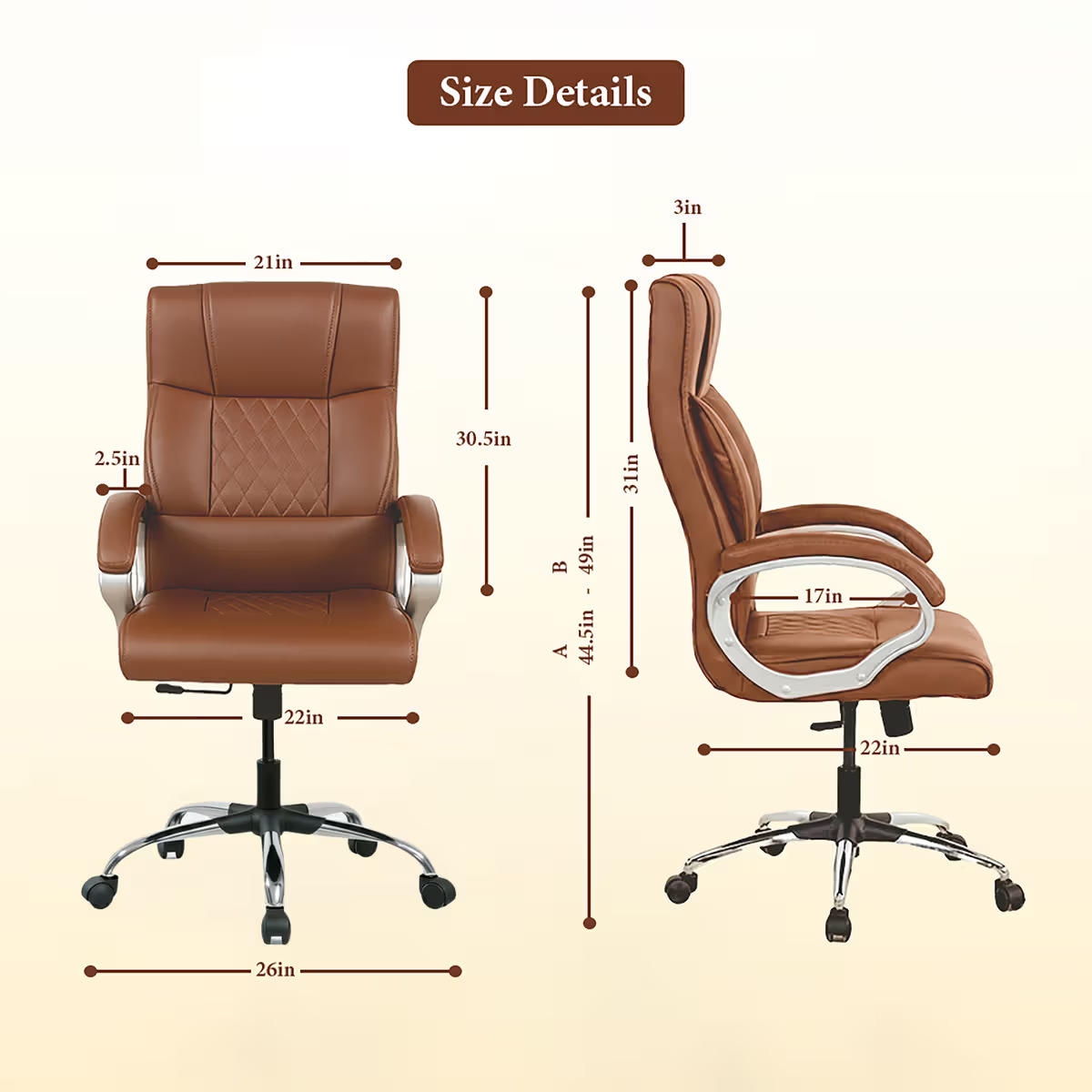 BossBack Ergonomic Boss Chair | Brown | Chrome Base