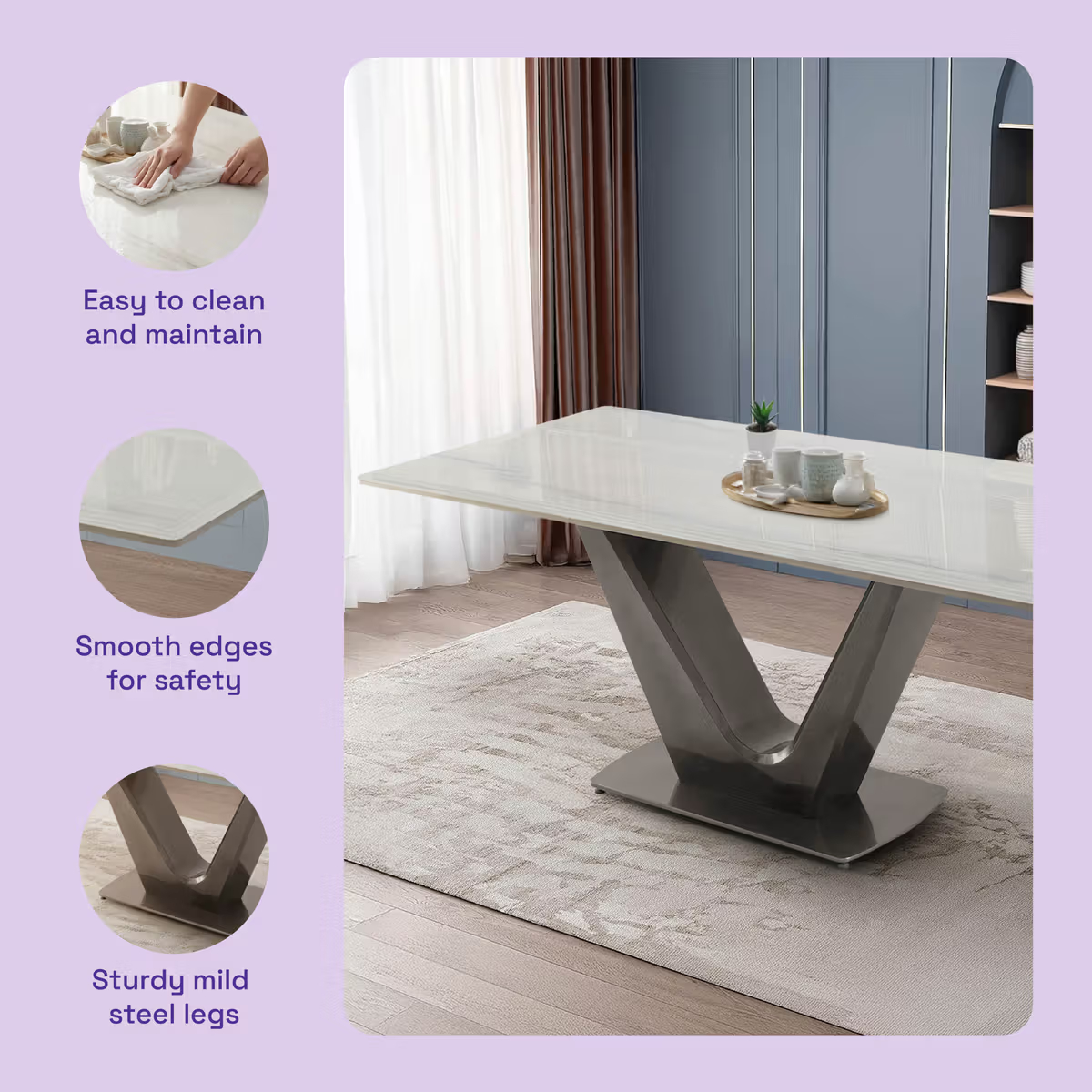 Bagna Dining Table - 6 Seater 5 Years Warranty - hover