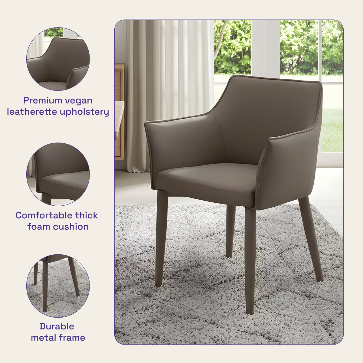 6 Seater Dining Set - Omani Grey & Leth Grey