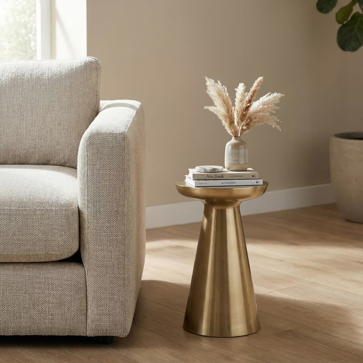 Gold Metal Side Table | Shiny Gold Finish | Lightweight - hover