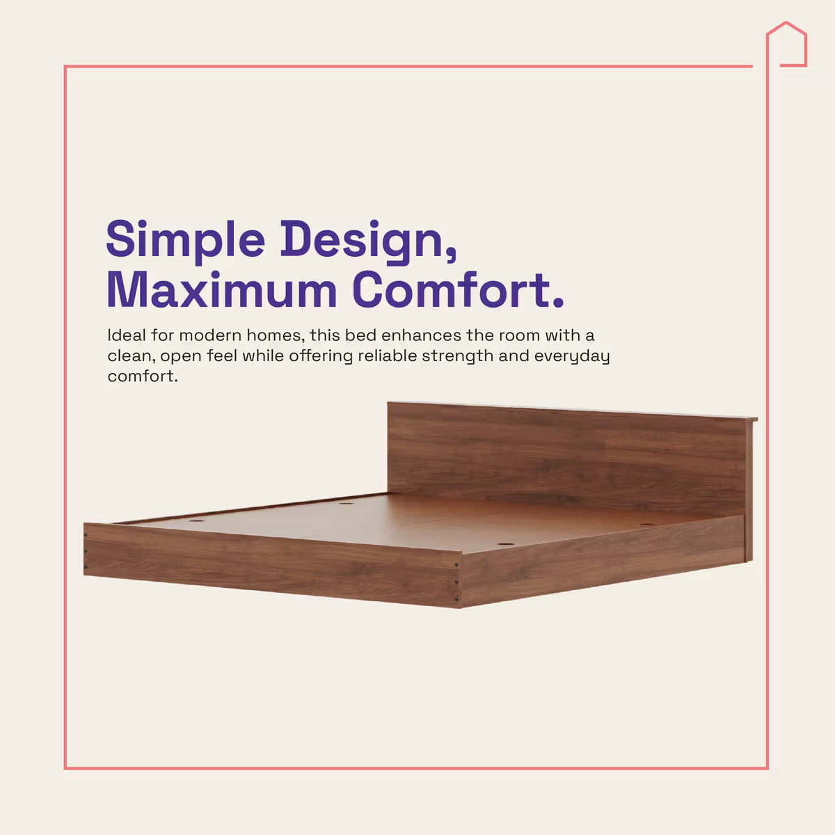 Platform Low Height Engineered Wood Bed