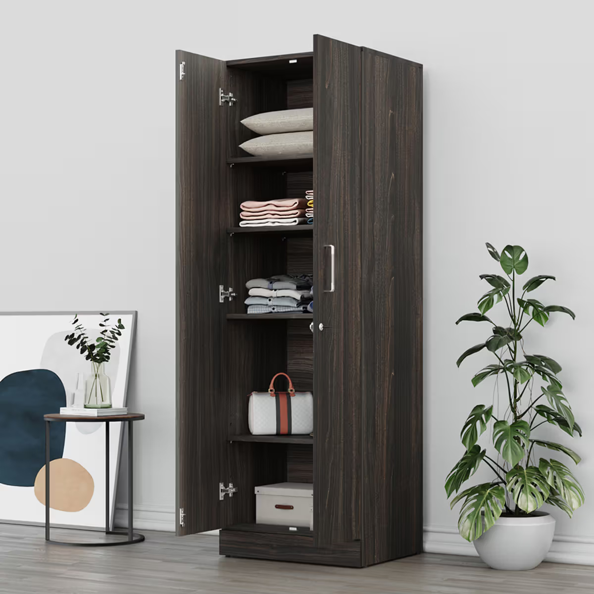 Twill 2 Door Compact Wardrobe Wall Anchored