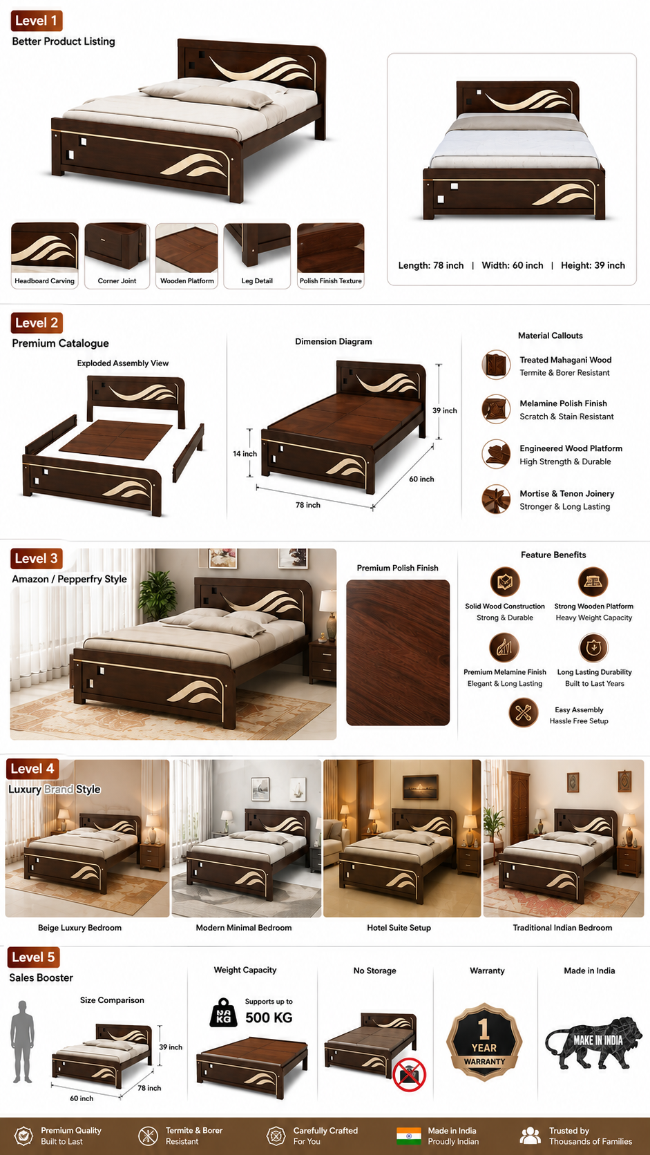 Queen Cot-Treated Magagani Wood-Wave