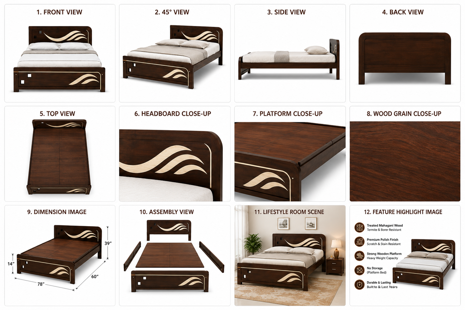 Queen Cot-Treated Magagani Wood-Wave