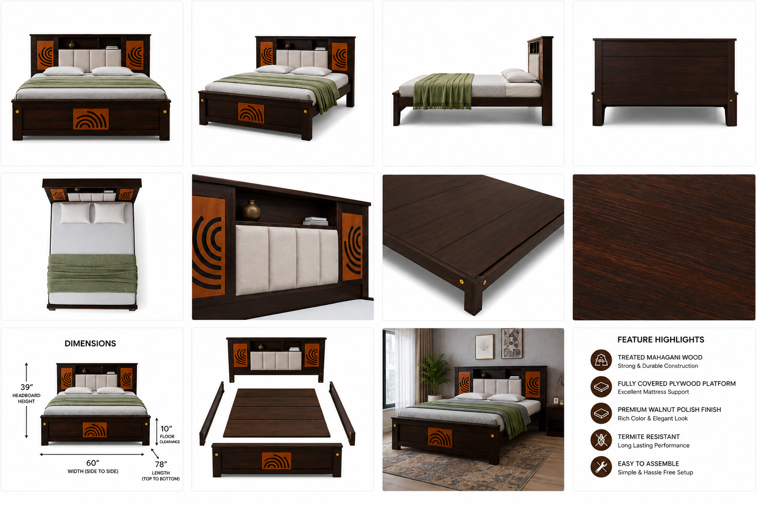 Queen Cot-Treated Magagani Wood - Apple New