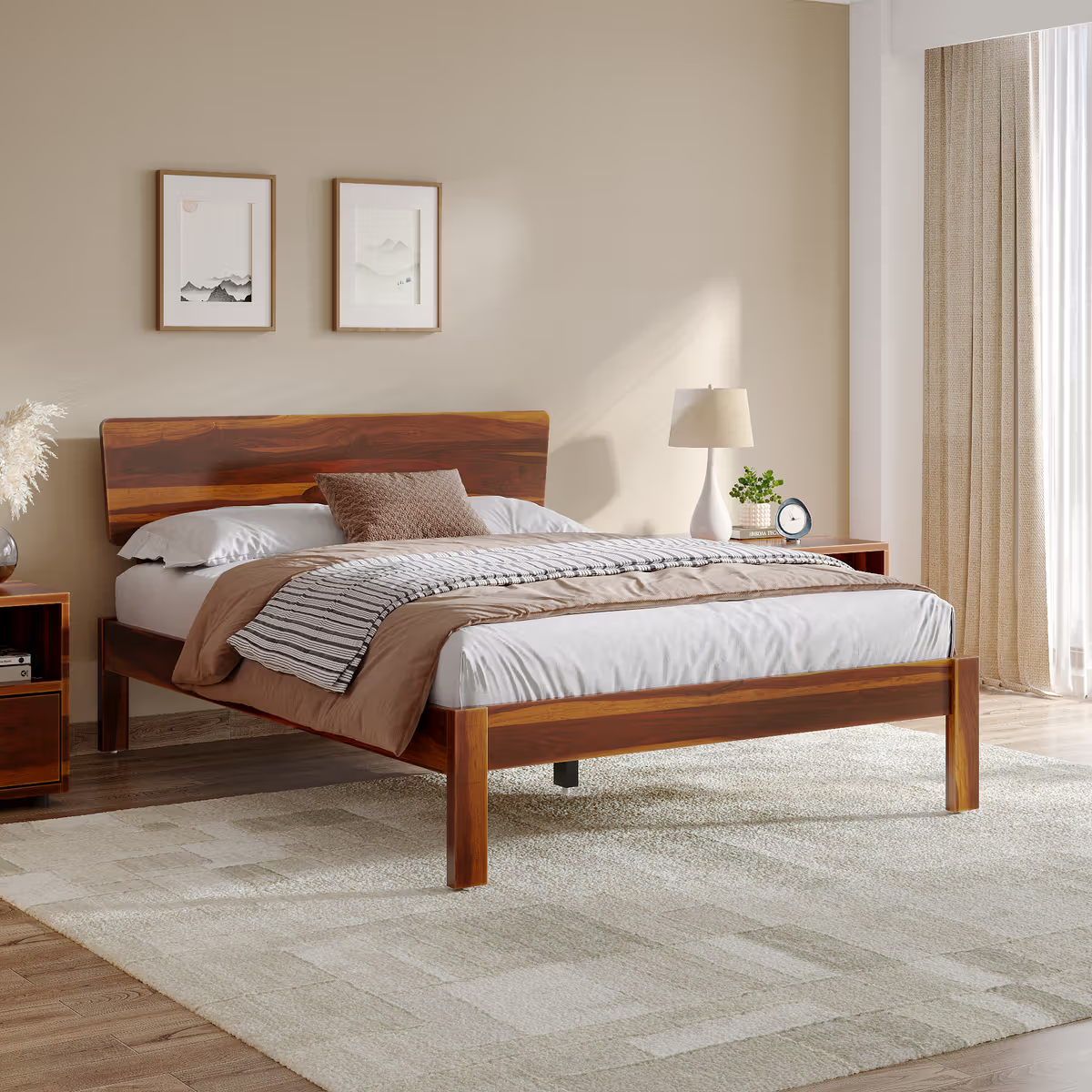 Non Storage Sheesham Wood Bed