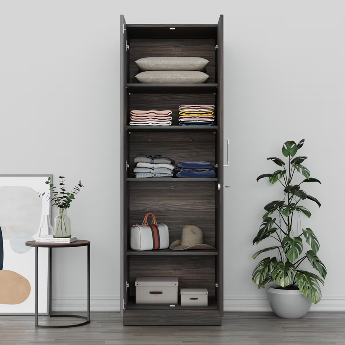 Twill 2 Door Compact Wardrobe Wall Anchored